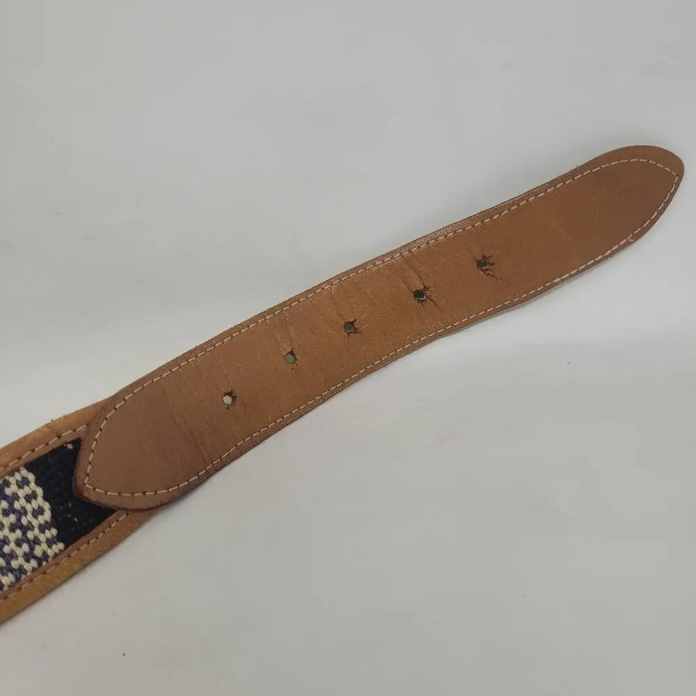 Brown Leather Belt 32 Colorful Woven Embroidered Southwestern Ethnic‎ Tribal